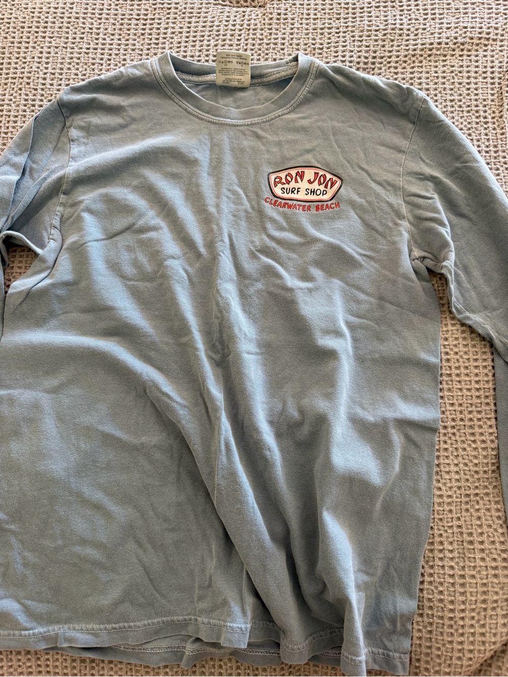 Ron Jon Light Blue Clearwater Beach Logo Long Sleeve Tee